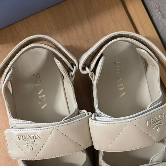 Prada PADDED LEATHER SANDALS / Nappa Double Strap Tan Sandals / IT 38 Camel - Picture 12 of 16